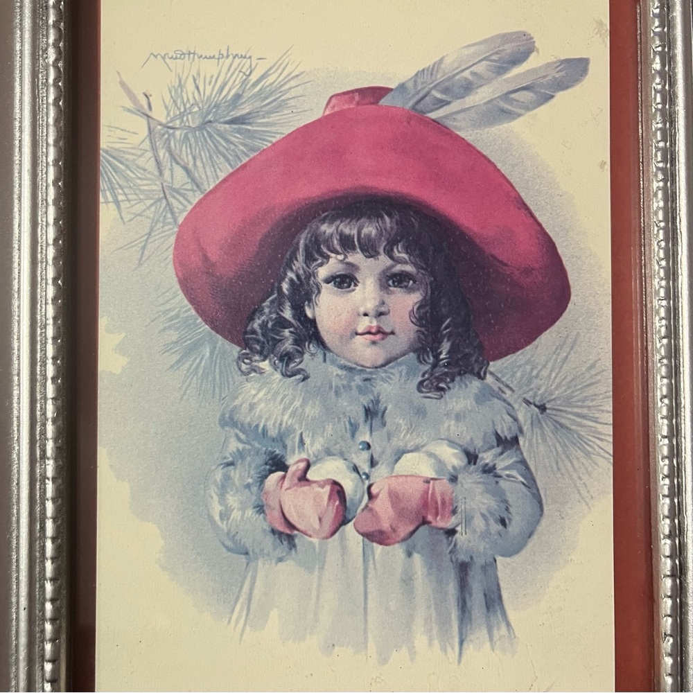 Gallery Graphics, Inc. Reprint Of Maud Humphrey Bogart's X-mas Girl W/ Snowballs - Picture 2 of 7